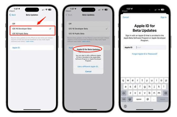敖汉苹果手机维修分享iOS 16.4 Beta 3如何使用ID小号享受“双系统”？ 