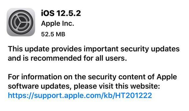 敖汉苹果手机维修分享iOS12.5.2发布，建议所有老苹果用户安装 